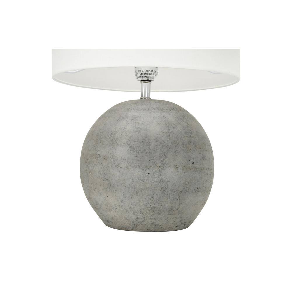 Distressed Grey Terracotta Table Lamp with White Canvas Shade