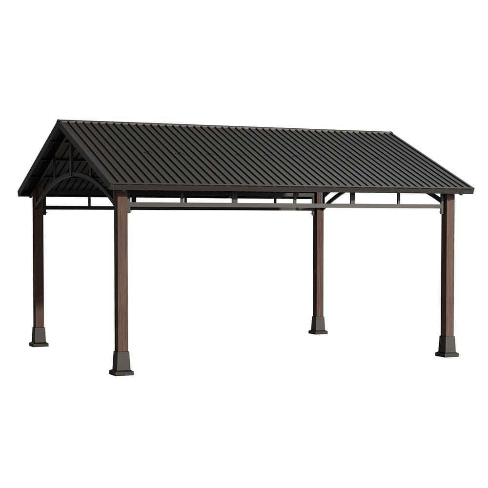 15 ft. x 13 ft. Outdoor Solid Wood Patio Hardtop Gazebo with Ceiling Hook and Black Galvanized Steel Roof price history on PriceWatchPro