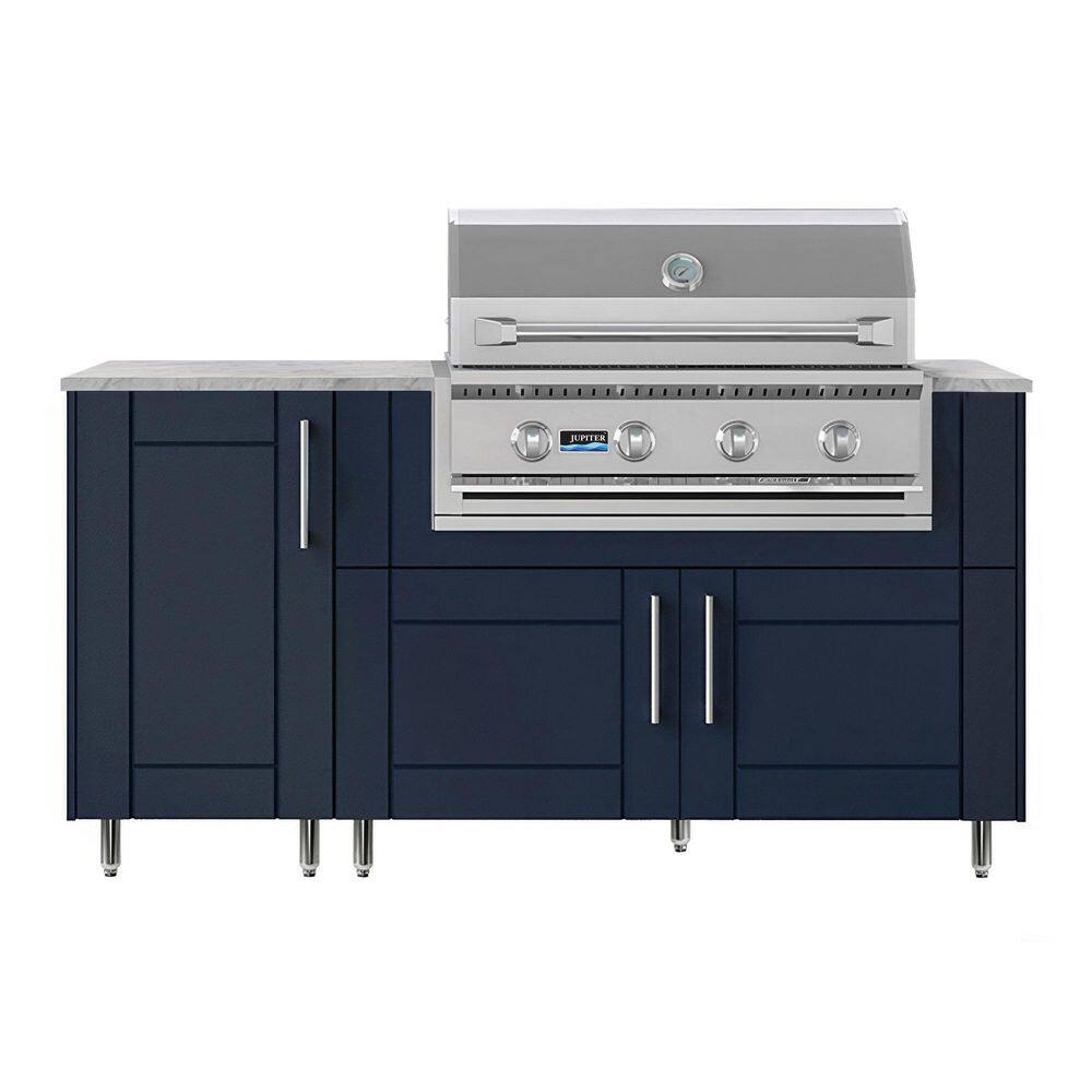 Daybreak 68.5 in. W 4-Burner Propane Grill Island in Stainless Steel Sanibel Sapphire Blue price history on PriceWatchPro
