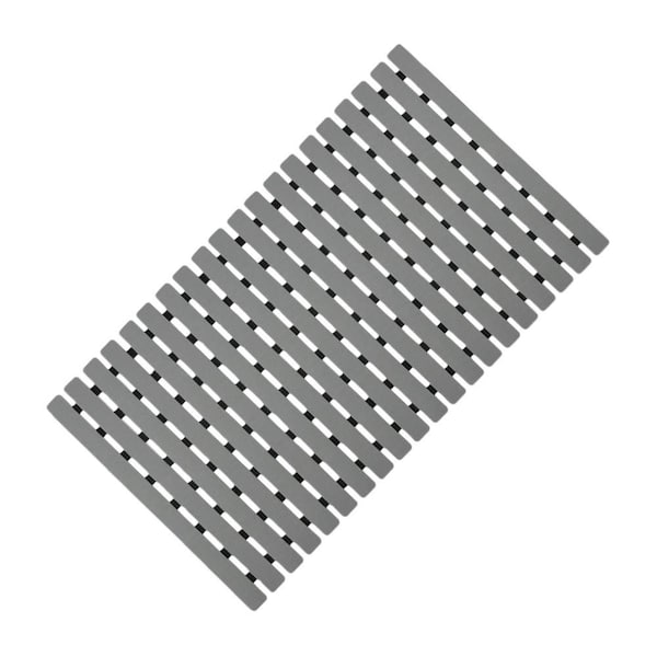 Grey PP and TPR 27.5 in. x 15.7 in. Shower Mat Non Slip Bathtub Mat with Suction Cups Drain Holes Easy Dry Easy to Cut