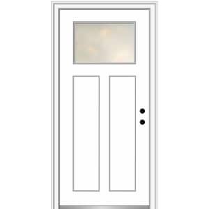 Blanca 36 in. x 80 in. Left-Hand Inswing Craftsman 2-Panel Primed Fiberglass Prehung Front Door with 4-9/16 in. Frame