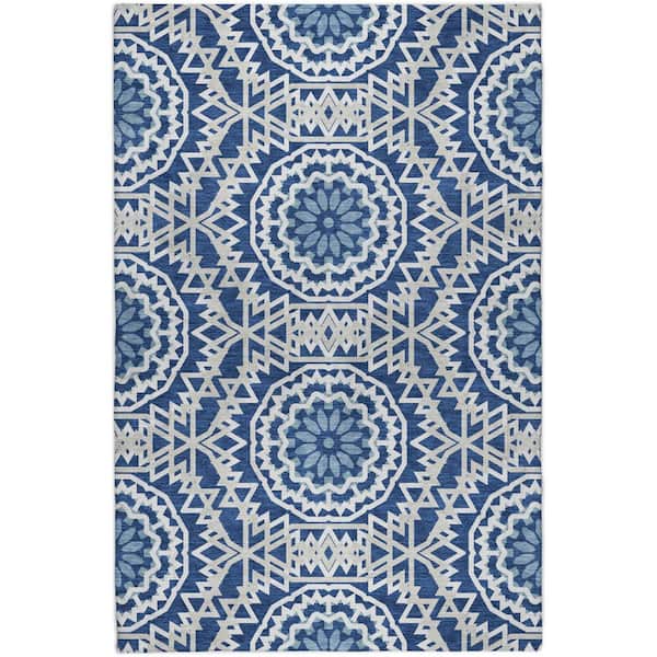 Dream Shag Premium Machine Washable Abstract ADS619 Navy 10 ft. x 14 ft. Area Rug