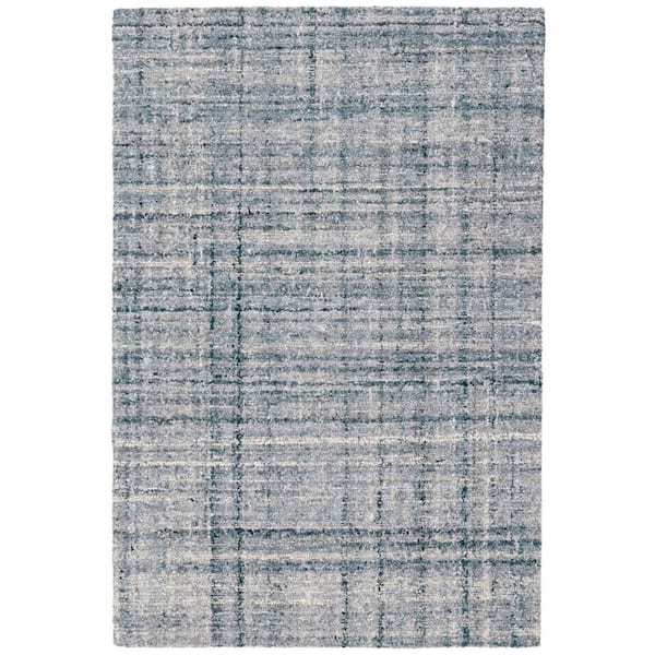 6 ft. x 9 ft. Blue/Ivory Harris Hand Micro Hooked Wool Indoor Area Rug