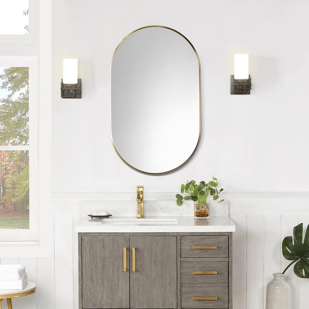 Ispra 36" Oval Bathroom Vanity Mirror in Brushed Gold