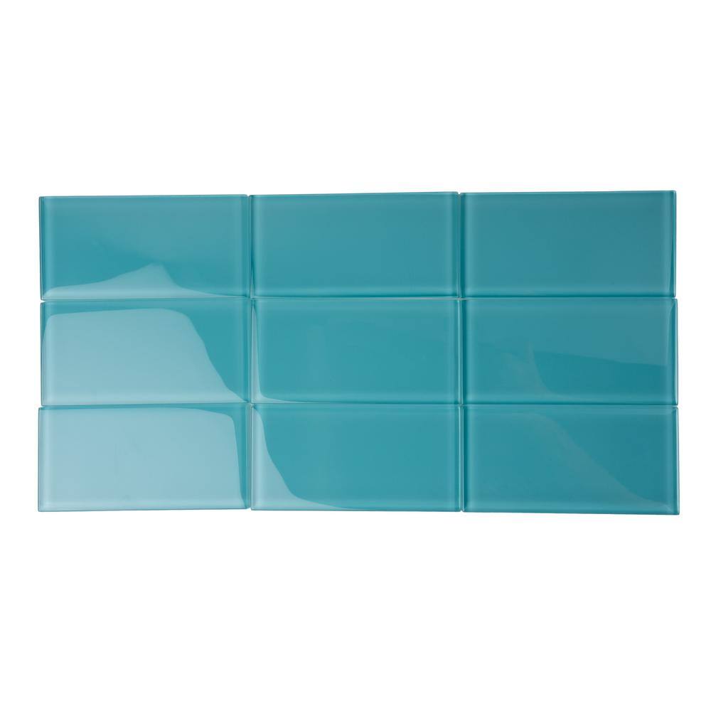 Turkish Blue 3x6 Glossy Glass Subway Wall Tile