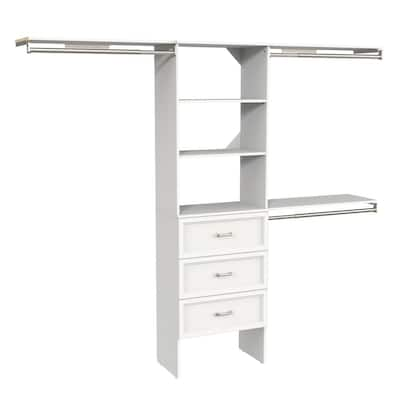 ClosetMaid Style+ 72 in. W - 113 in. W White Narrow Wood Closet System 4358