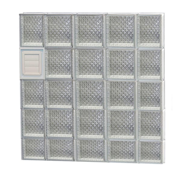 Clearly Secure 34.75 in. x 36.75 in. x 3.125 in. Frameless Diamond Pattern Glass Block Window with Dryer Vent