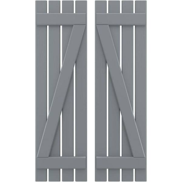 Ekena Millwork 15-1/2 in. W x 34 in. H Americraft 4-Board Exterior Real Wood Spaced Board and Batten Shutters with Z-Bar in Ocean Swell