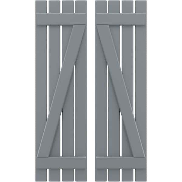 Ekena Millwork 15-1/2 in. W x 51 in. H Americraft 4-Board Exterior Real Wood Spaced Board and Batten Shutters with Z-Bar in Ocean Swell