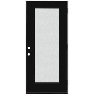 Legacy 36 in. x 80 in. Full Lite Rain Glass LHOS Primed Black Finish Fiberglass Prehung Front Door