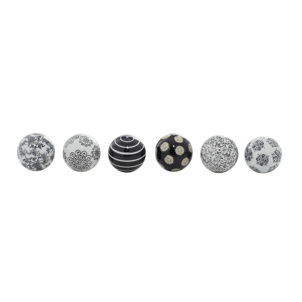 Black and White Ceramic Floral Pattern Vase Filler Set