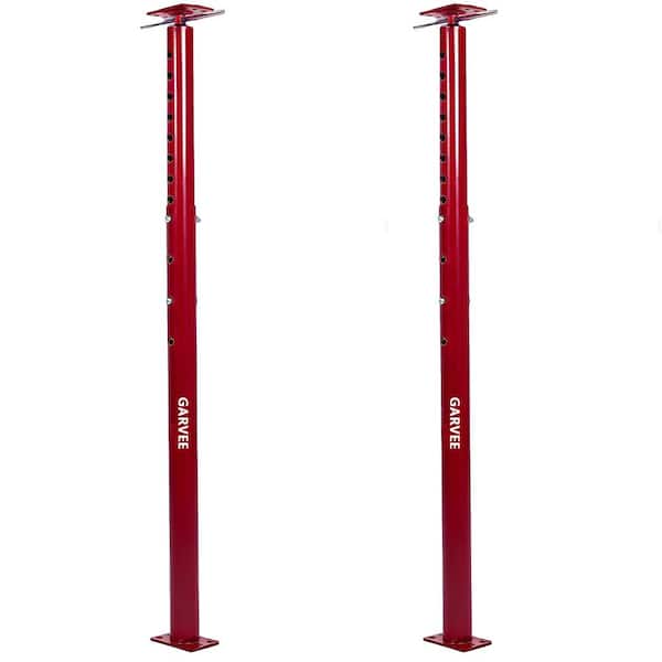 Heavy Duty Adjustable Steel Jack Posts 2 Pack 18,000 lbs Capacity Telescopic Floor Support 53-93in Red