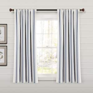 Farmhouse Stripe 42 x 63 Yarn Dyed Eco-Friendly Recycled Cotton Light Filtering Window Curtain Panels in Navy