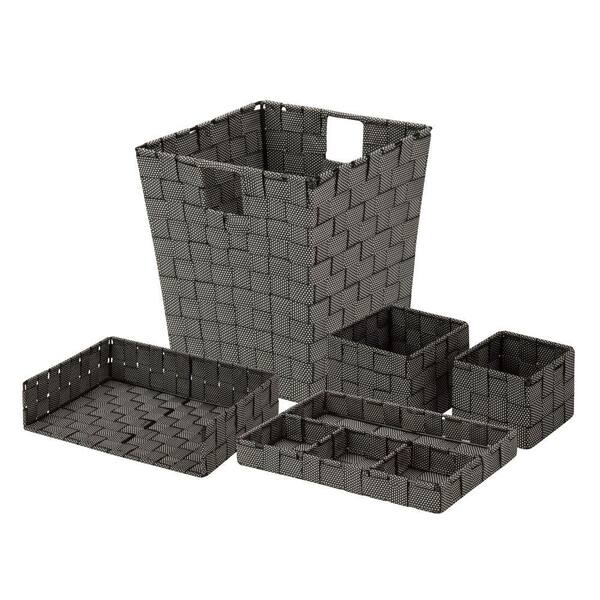 Honey-Can-Do 5-Piece Polypropylene Woven Desk Organization Kit in Black