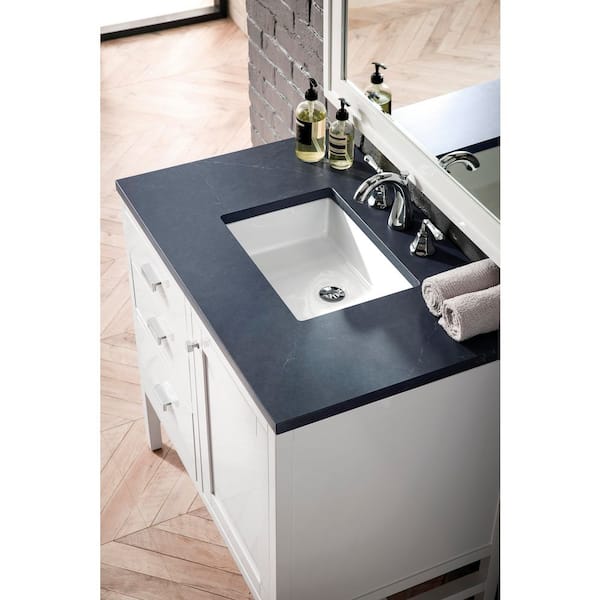 36 in. W x 23.5 in. D Single Basin Vanity Top in Charcoal Soapstone Silestone Quartz with White Basin