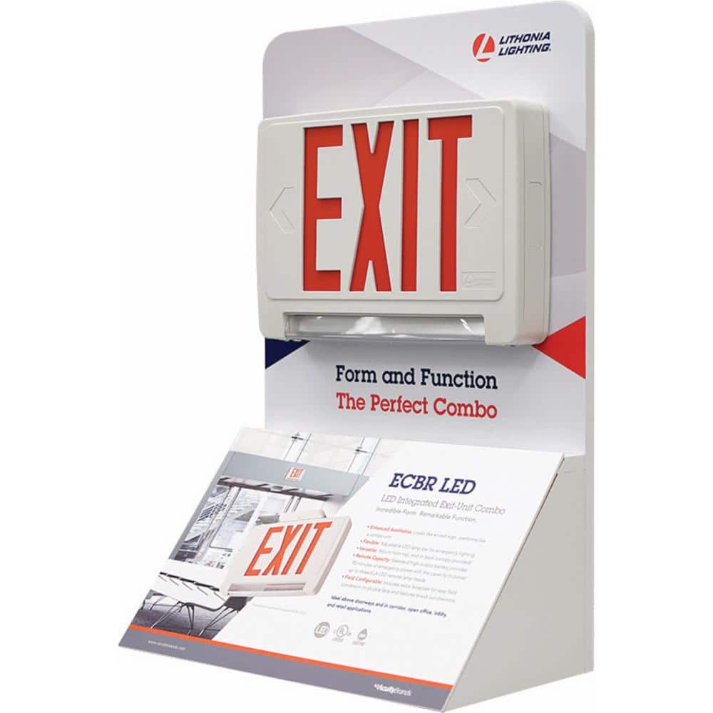 White and Red LED Ceiling Mount Exit Sign