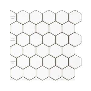 Hexagon Peel and Stick Backsplash 12"x12" Stick on Wall Tile for Kitchen Fireplace and RV in White and Black, 10 Tiles