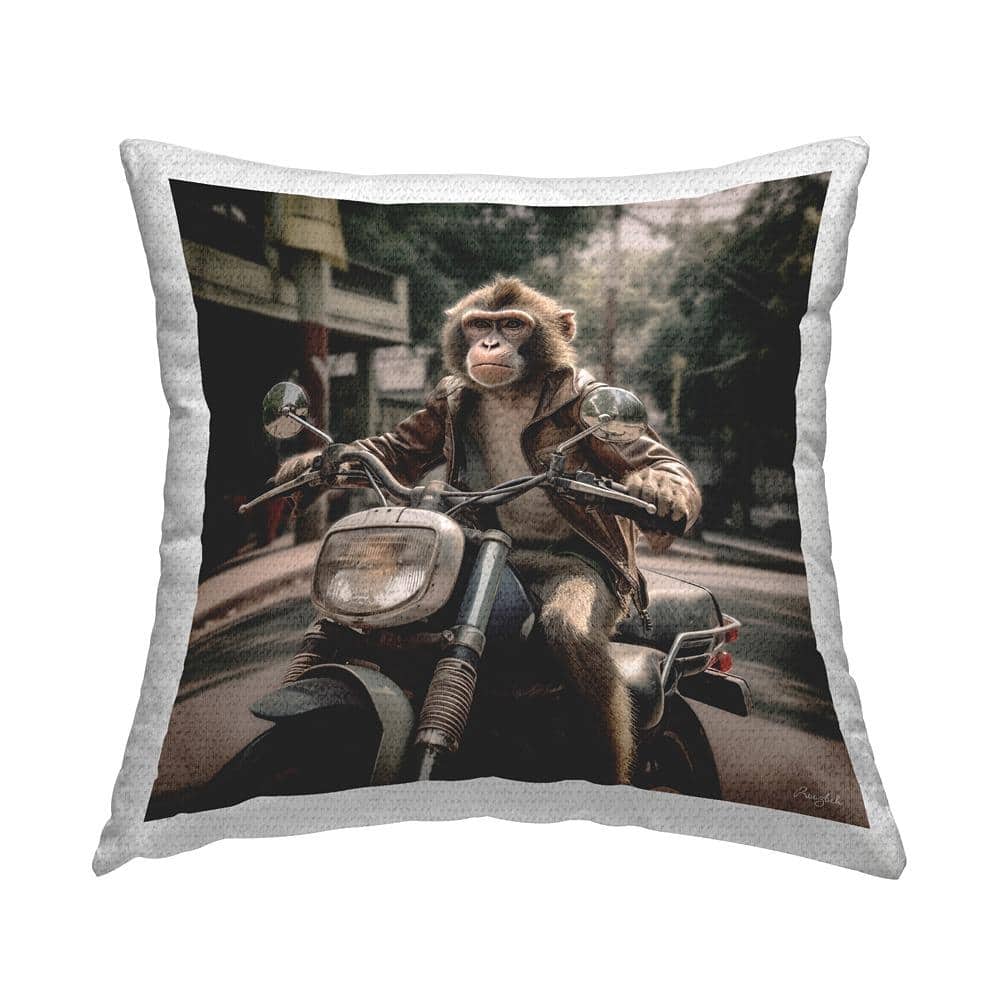 Biker Monkey Scenery Brown Square Outdoor Throw Pillow price history on PriceWatchPro