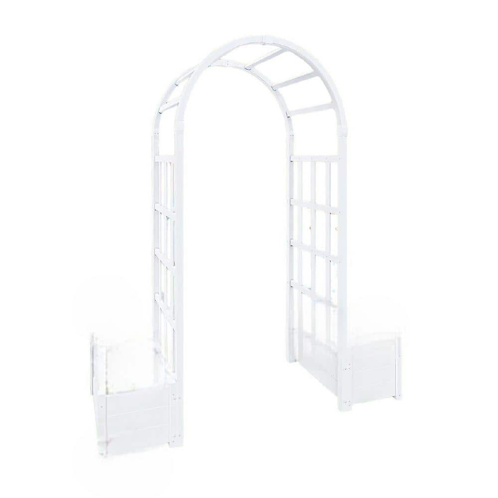 40 in. x 86 in. No Dig Vinyl Arbor with Planter Box and Trellis for Yard, G