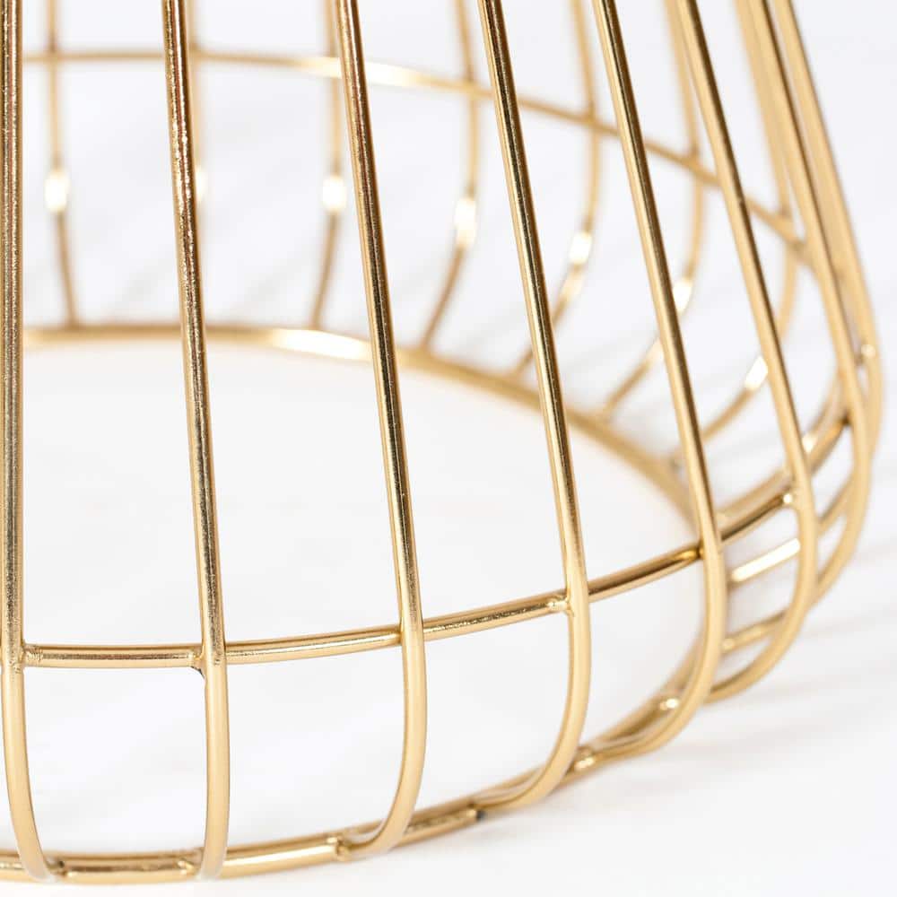 Opulent Round 20" Gold and Natural Wood Side Table