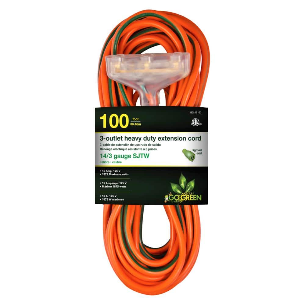 100 ft. 3-Outlet 14/3 Heavy Duty Extension Cord - Orange price history on PriceWatchPro