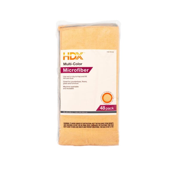 HDX 16 in. x 16 in. Multi-Purpose Microfiber Towel (48-Pack)