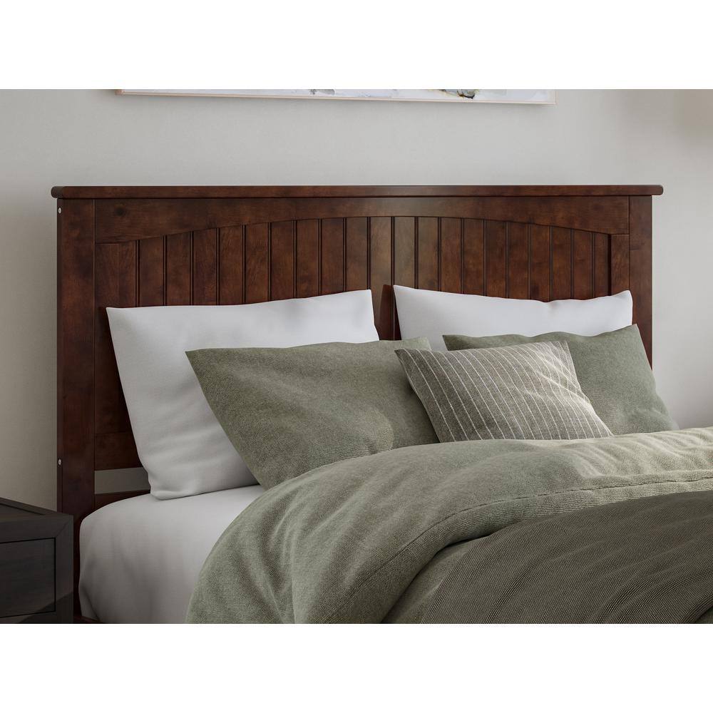 Nantucket Walnut King Wood Platform Bed with Headboard