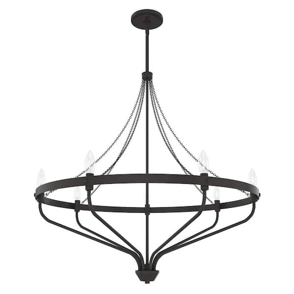 Hunter Merlin 7-Light Noble Bronze Wagon Wheel Chandelier