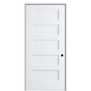 Shaker Flat Panel 20 in. x 80 in. Left Hand Solid Core Primed HDF Single Pre-Hung Interior Door with 4-9/16 in. Jamb