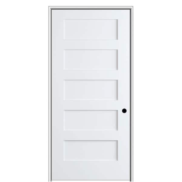 MMI DOOR Shaker Flat Panel 20 in. x 80 in. Left Hand Solid Core Primed HDF Single Pre-Hung Interior Door with 4-9/16 in. Jamb