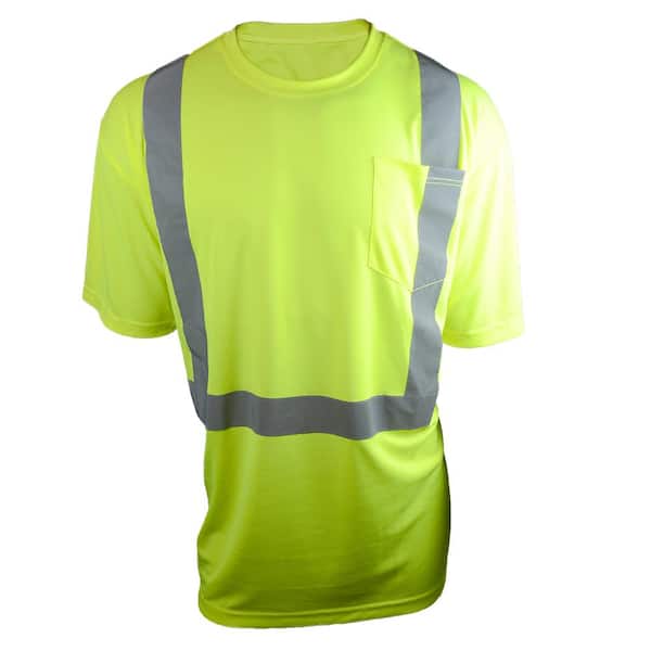 West Chester Men's ANSI Class 2 2X-Large Hi-Visibility Short Sleeve Shirt with Reflective Tape