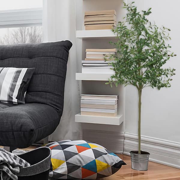 Garvee 5. 9 ft. Artificial Olive Tree In Pot, Ornaments Fake Potted Olive Tree For Modern Home Office Living Room Floor Decor