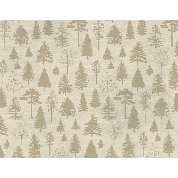 60.75 sq. ft. Khaki Colorado Pines Unpasted Wallpaper Roll