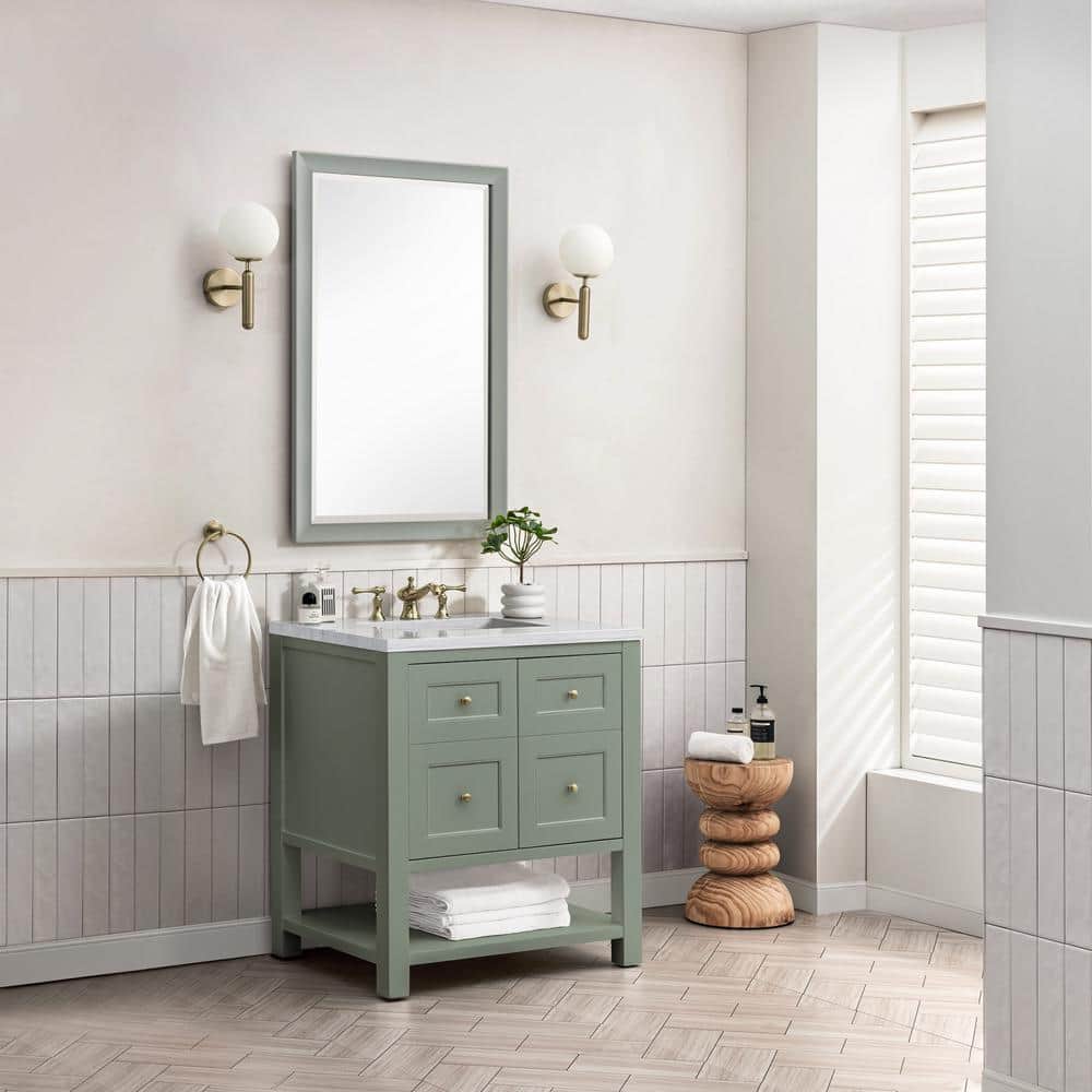 Breckenridge 30.0 in. W x 23.5 in. D x 34.2 in . H Bathroom Vanity in Smokey Celadon with Arctic Fall Solid Surface Top price history on PriceWatchPro