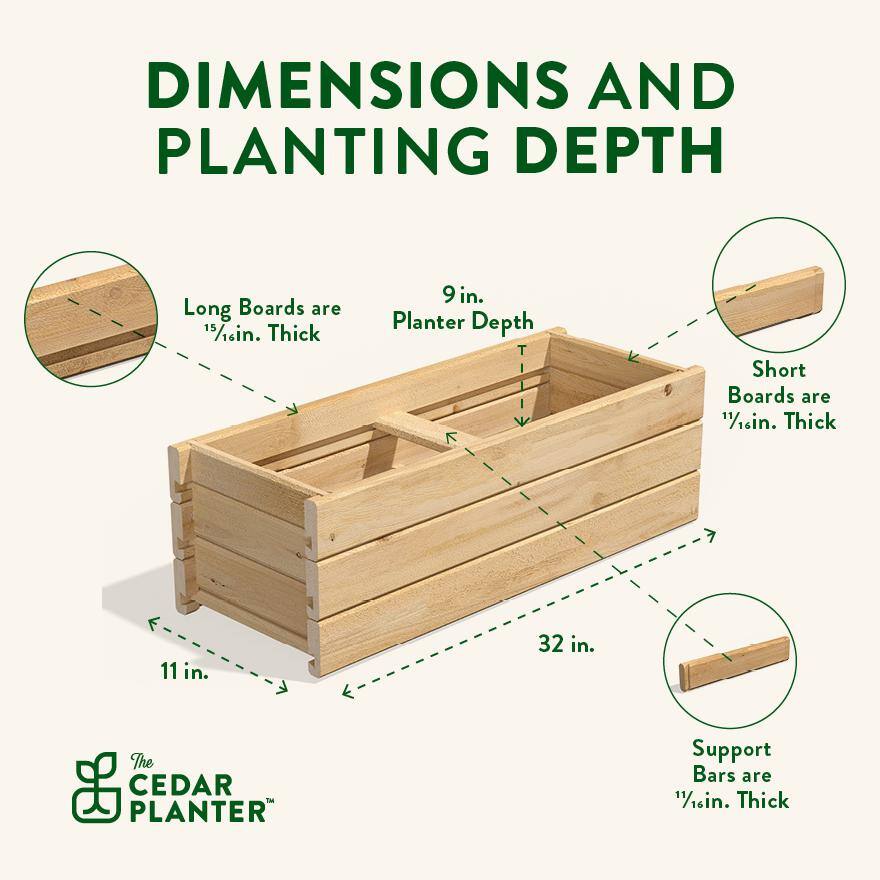 Extra Large Off-White Cedar Wood Outdoor Planter Box
