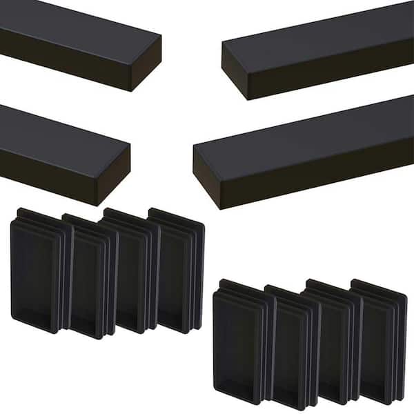 6'6 Stainless Steel Handrail Black 2 in Rectangular Cable Railing Handrail Flat Top with End Caps for Indoor Outdoor Use