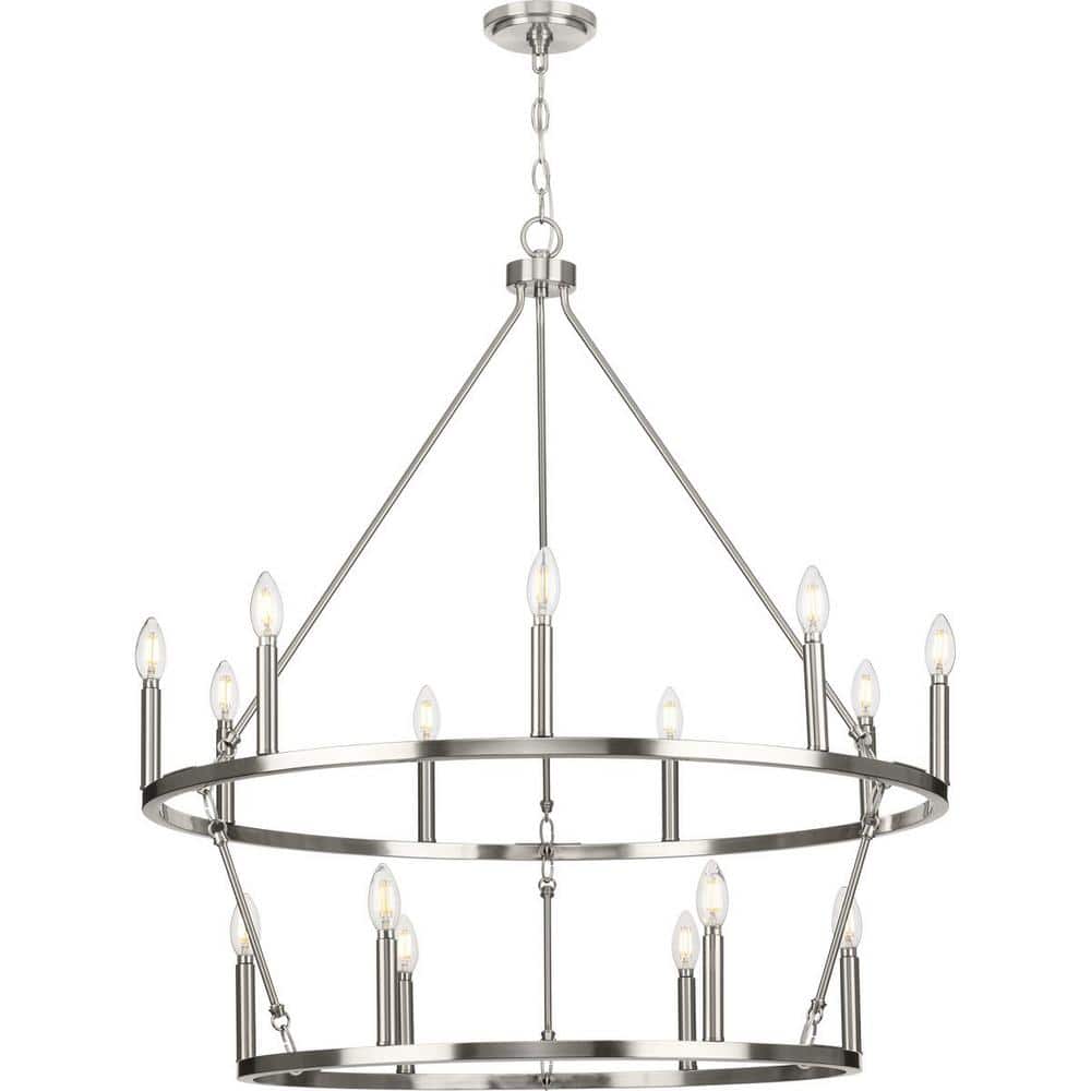 Gilliam 35.5" Brushed Nickel 15-Light Circular Chandelier