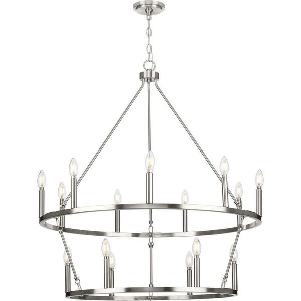 Progress Lighting Gilliam 15-Light Brushed Nickel Farmhouse Chandelier
