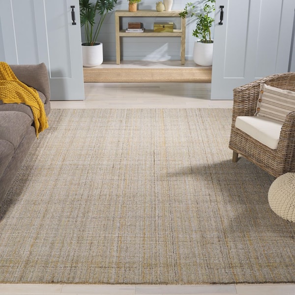 Abstract 8 ft. x 10 Light Green/Beige Solid Color Area Rug