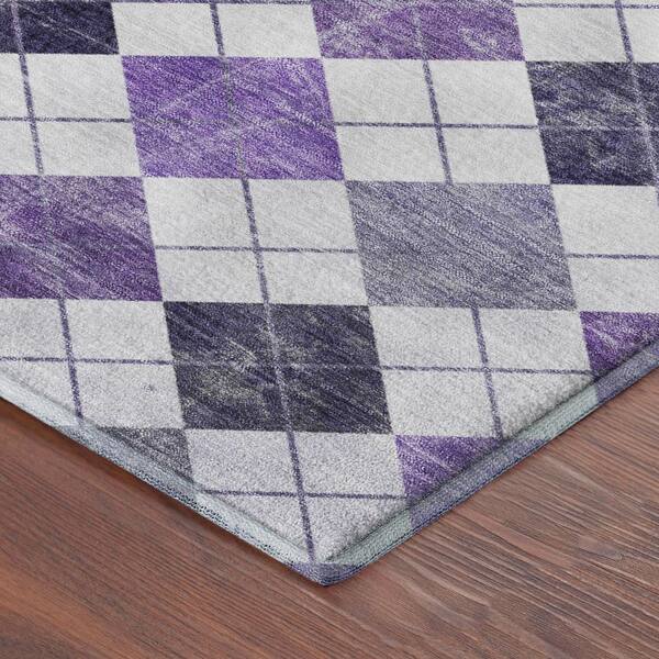 Mayfield Premium Machine Washable Abstract AMF2237 Plum 3 ft. x 5 ft. Area Rug