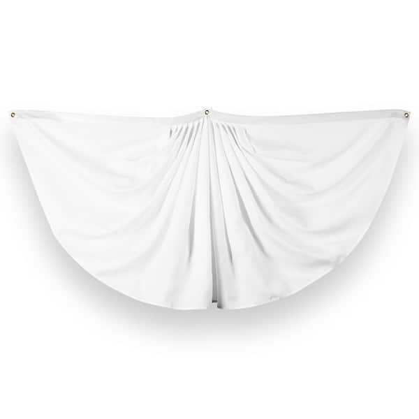 G128 3 ft. x 6 ft. Printed Polyester Solid White Bunting Fan Flag with Canvas Header Brass Grommets