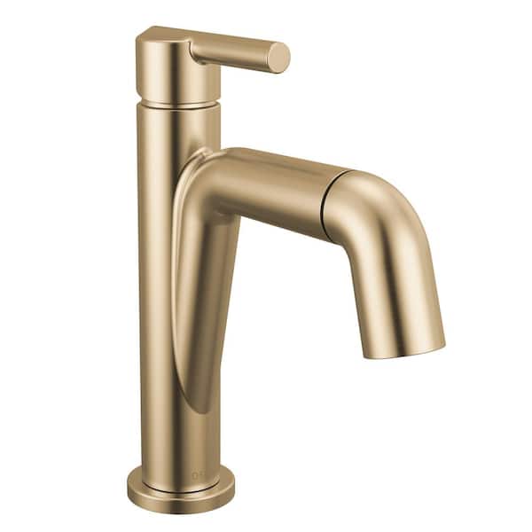 Delta Nicoli Gold Pull-Down Spout Single Handle Single Hole Bathroom Faucet Drain Kit Included in Champagne Bronze