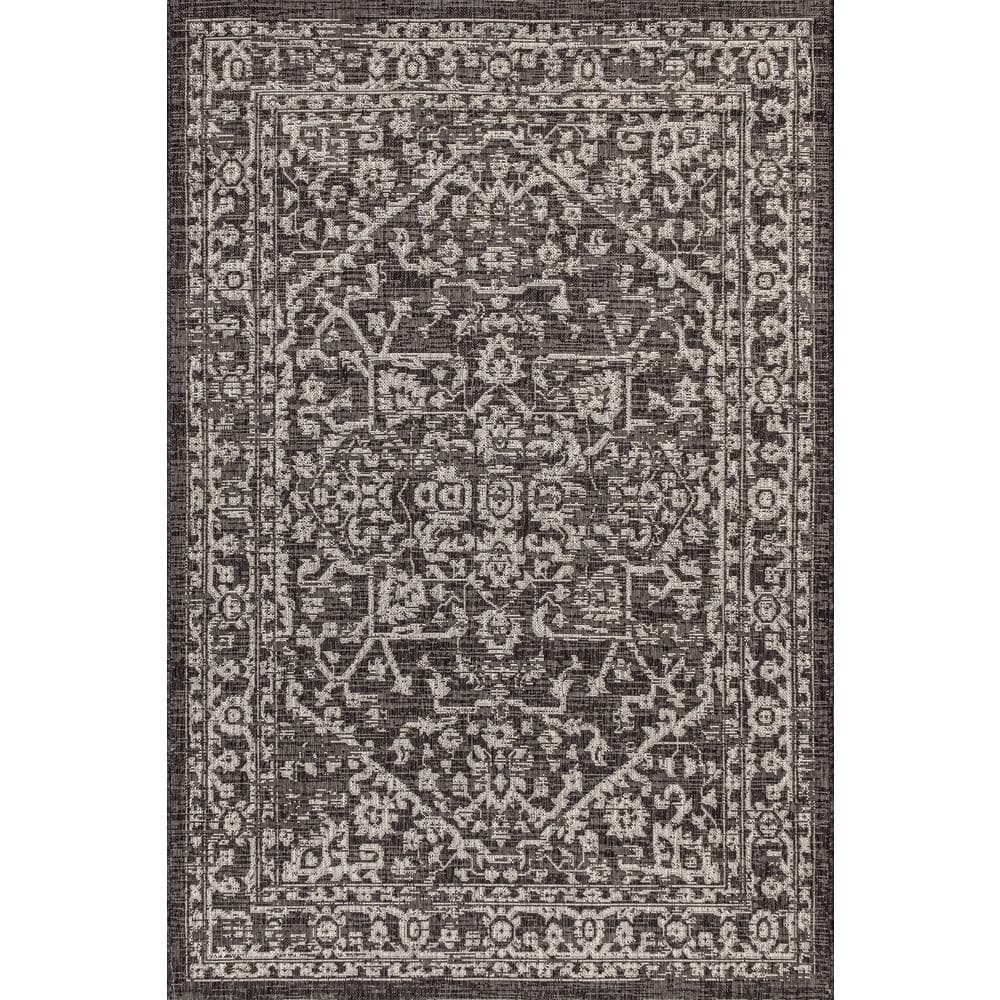 Malta Black and Gray Medallion Flat Woven Area Rug