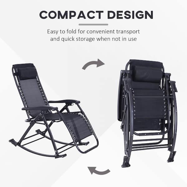 Black Foldable Metal Outdoor Rocking Combo Design Chair Outdoor