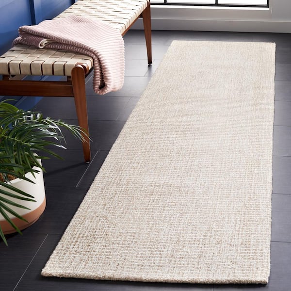 Abstract 2 ft. x 22 ft. Ivory/Gray Speckled Runner Rug