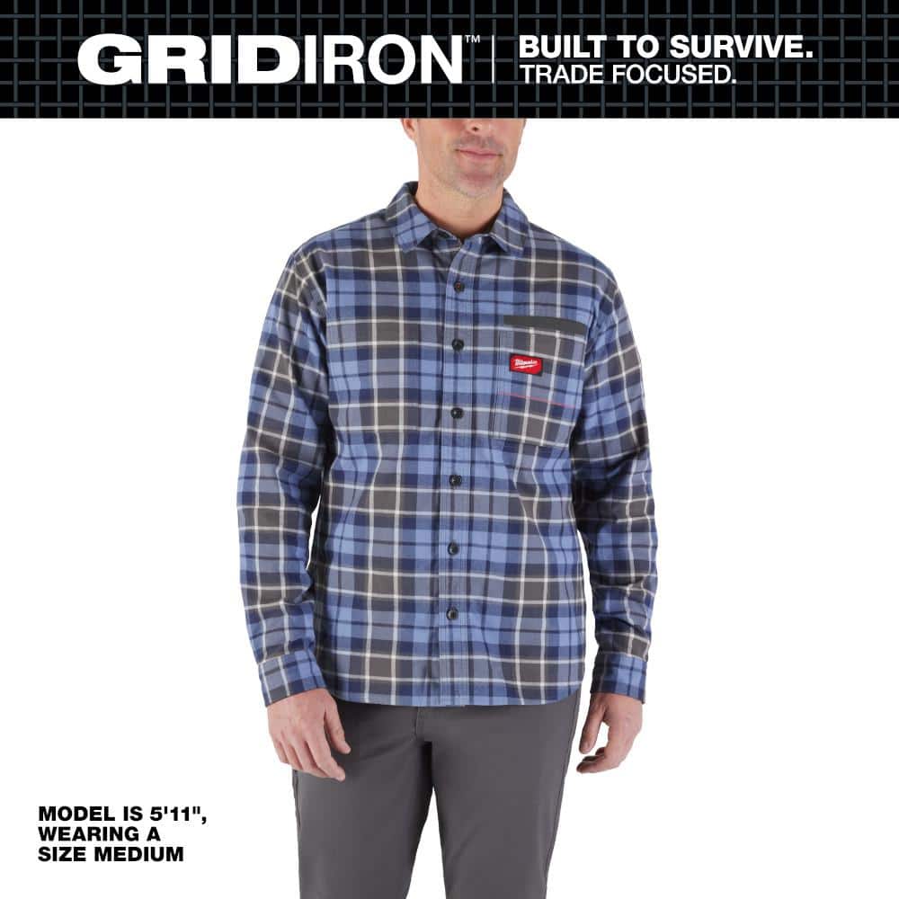 Men's Small Blue GRIDIRON Flannel Shirt price history on PriceWatchPro
