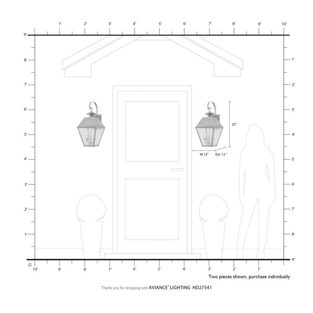Elegant Mansfield Black Seeded Glass 3-Light Outdoor Wall Lantern