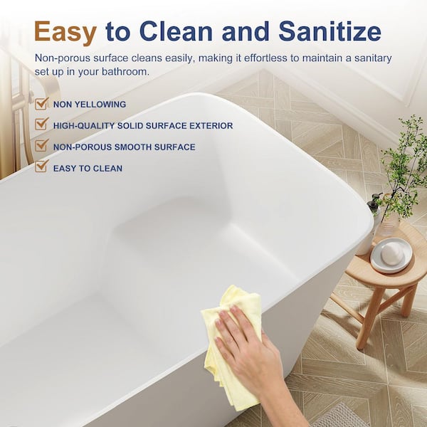 SJ STAR&JANE Zora 47 in. x 28 in. Solid Surface Freestanding