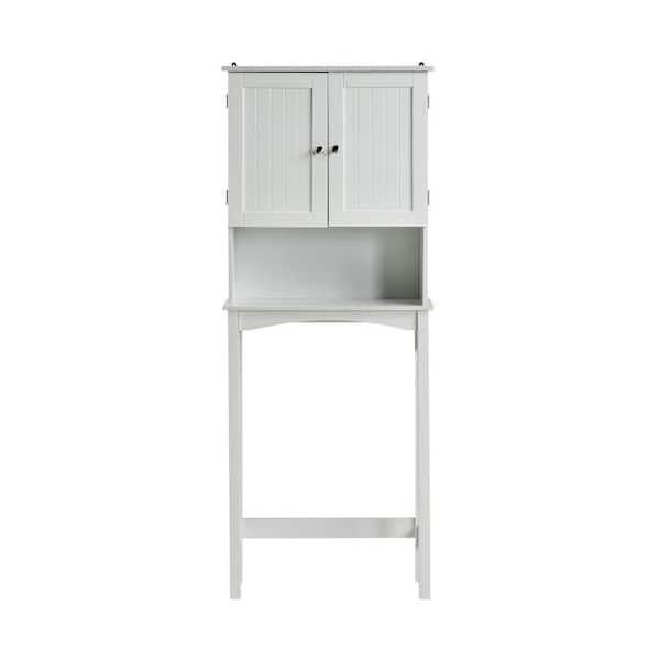 Unbranded 23.6 in. W x 62 in. H x 8.9 in. D White Over-the-Toilet Storage Space Saver with Adjustable Shelf Collect Cabinet