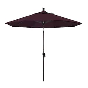 9 ft. Aluminum Market Auto Tilt Bronze Patio Umbrella in Purple Pacifica